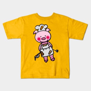 piggy chef cartoon Kids T-Shirt